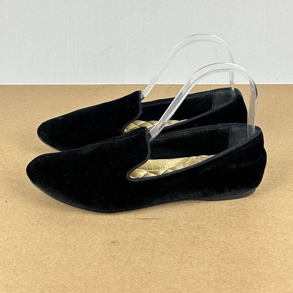 Birdies The Starling Velvet Flats Womens 7.5 Black Slip On Casual Comfort - Picture 1 of 10